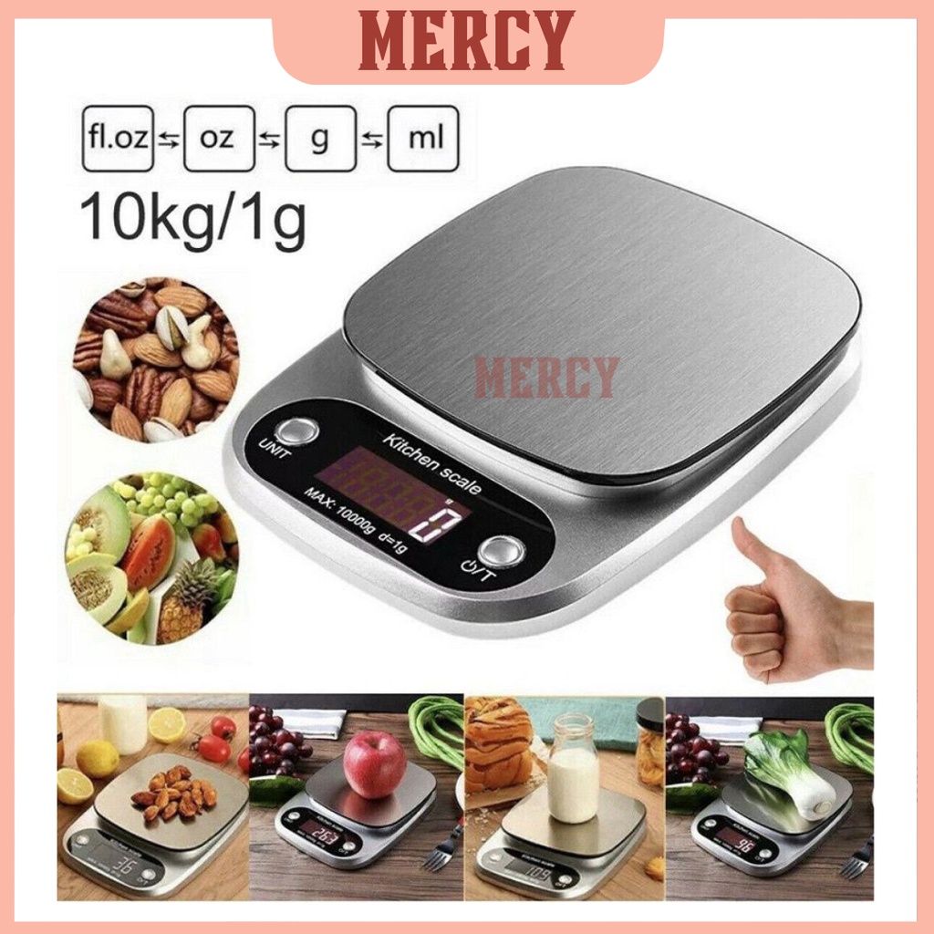 Timbangan Dapur Kue Makanan Digital Kitchen Scale Elektronik Lampu 10kg