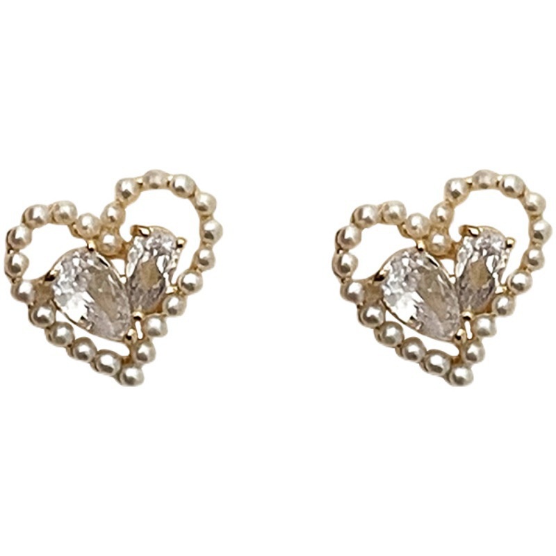Anting Desain Hati Aksen Mutiara Gaya Korea Untuk Wanita