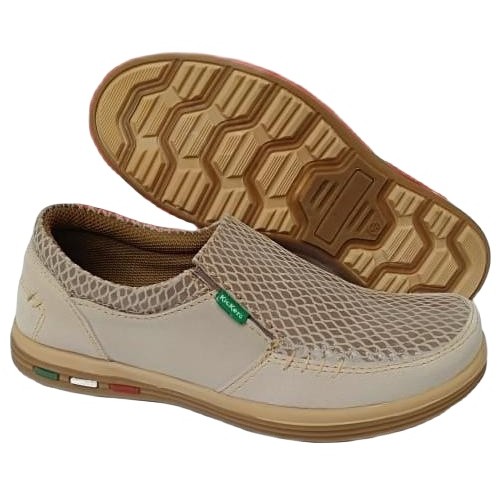 Sepatu kulit pria casual merek kickers handmade slip on asli original kasual hiking tanpa tali murah