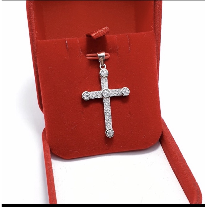 Liontin salib perak 925 lapis emas putih liontin salib full mata perak 925