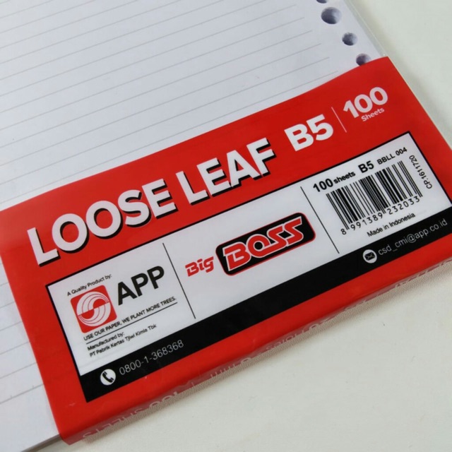 Loose Leaf Big Boss B5 26 Lubang isi 100 lembar