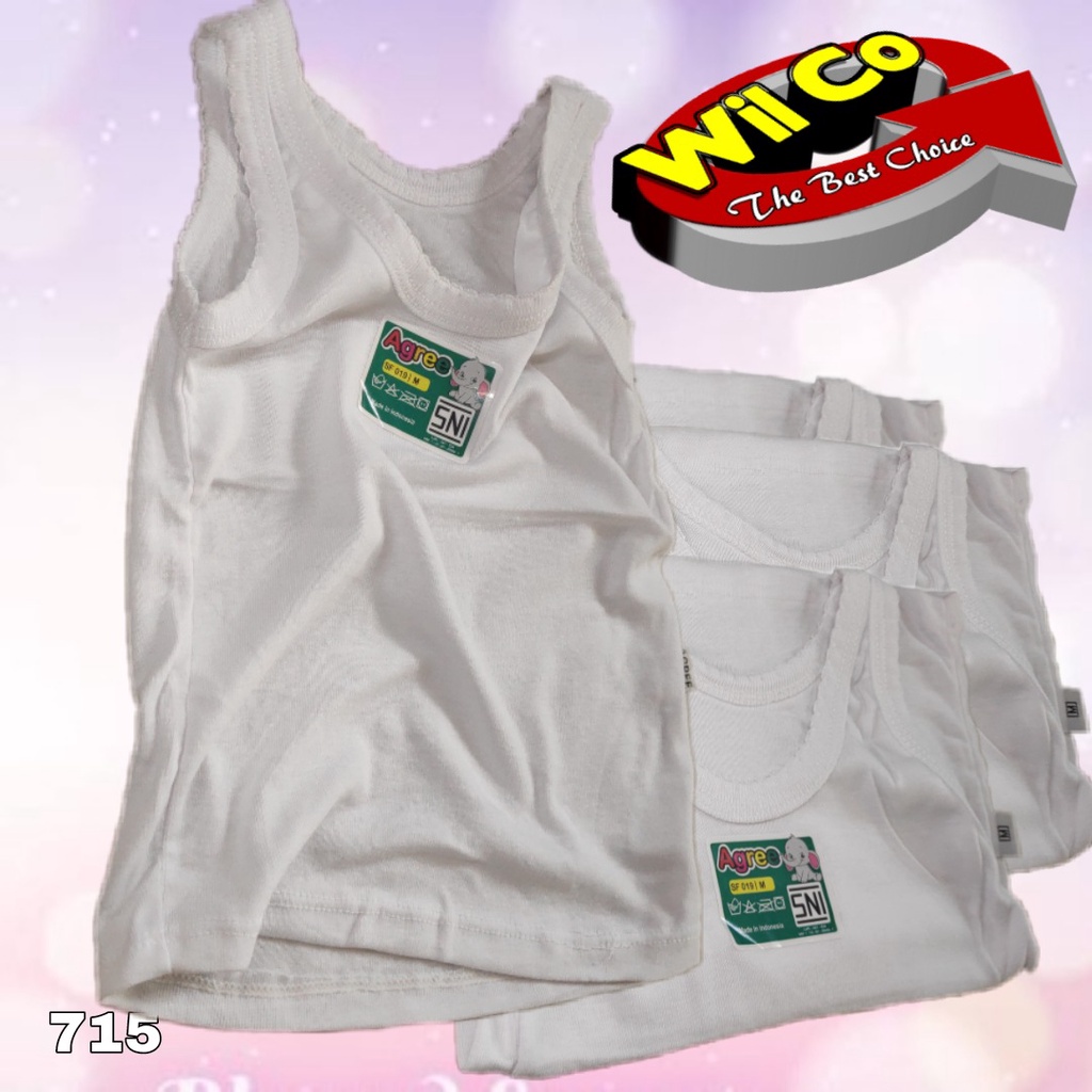 K715 - (Harga Per 1 Potong) SINGLET KAOS DALAM ANAK COWOK PAKAIAN DALAM ANAK AGREE USIA 0 - 5 Thn