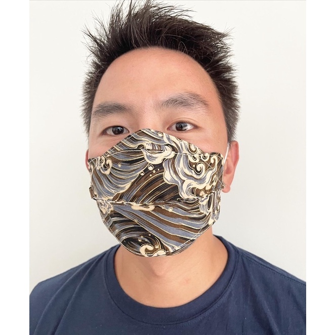 masker kain 4d evo pokana double motif ocean black unisex bisa di cuci
