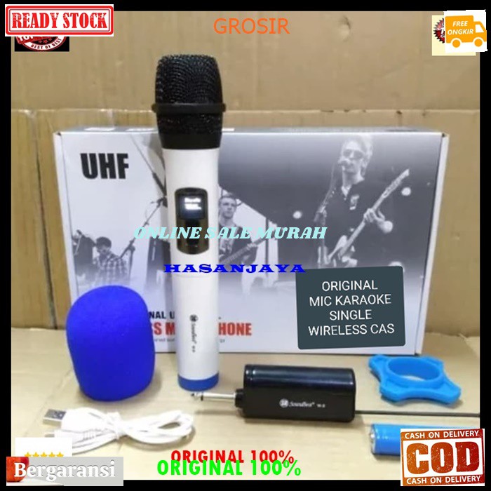 G76 Soundbest Mic microphone mik Wireless original 100% wireles UHF Single receiver cas casan mini profesional pro karaoke mikrophone audio sound system vokal vocal panggung dj studio asli  UHF  BONUS BUSA MIC BONUS KARET ANTI JATUH  Receiver minisistem C