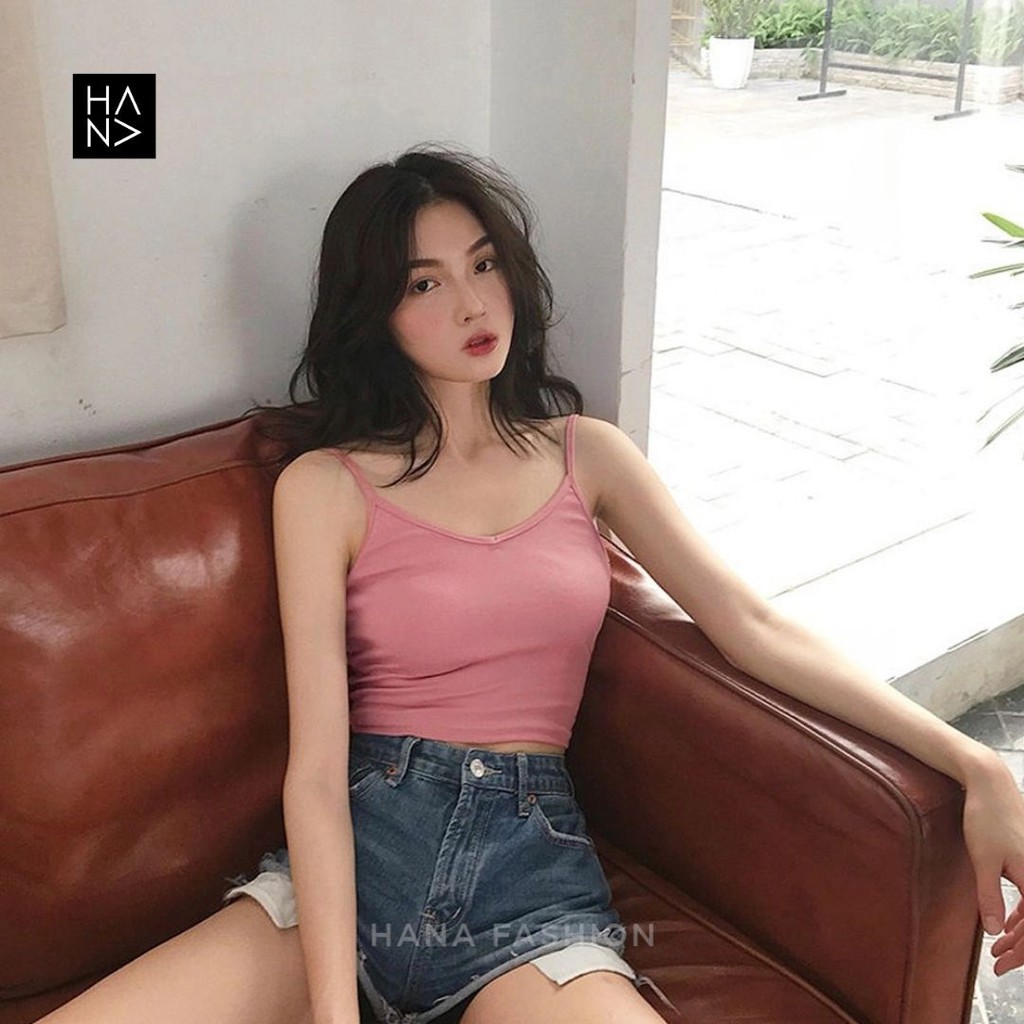 HanaFashion JKT - Aurora Basic Tank Top Crop Wanita - TT035-Pink