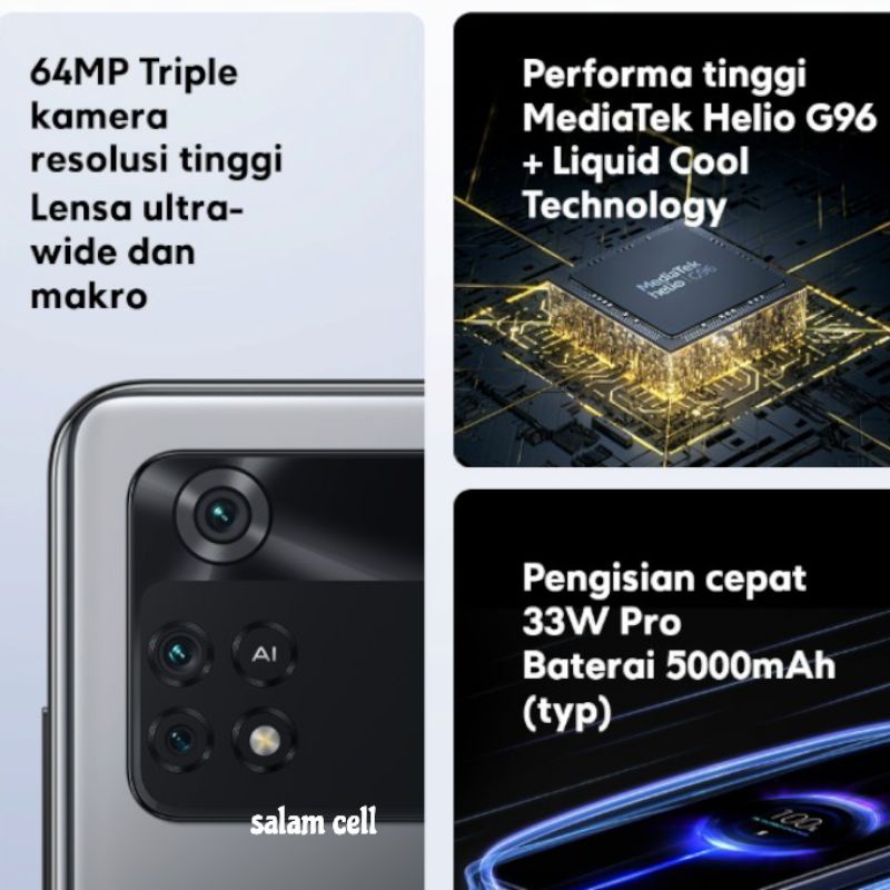 Xiaomi Redmi POCO M4 PRO Ram 8/256GB NFC 90Hz Super AMOLED FHD+ 64MP Triple Camera 33W Pro Fast Charge Garansi Resmi TAM