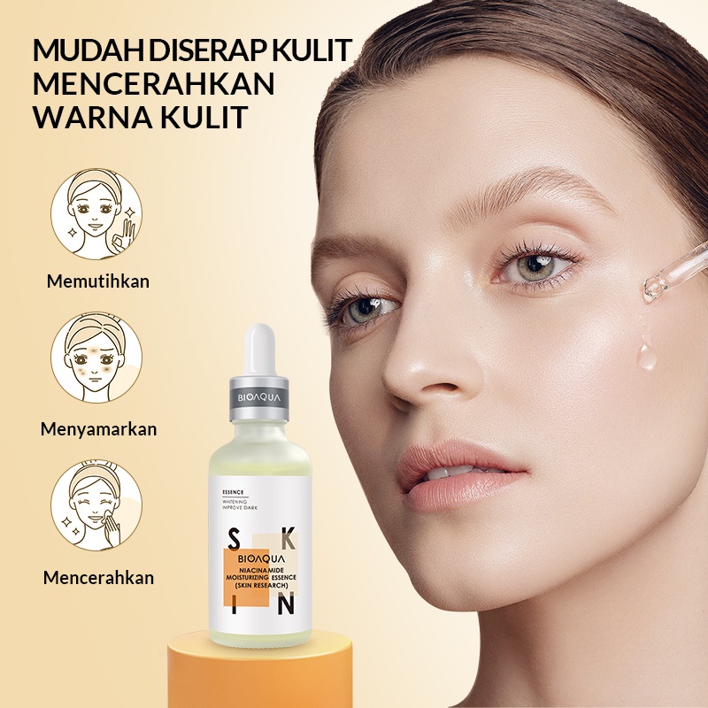 BioAqua Bio Aqua Niacinamide Serum Moisturizing Essence (Skin Research) 30ml/50ml Brightening Serum Penghilang Flek Hitam Serum Pemutih Wajah Mencerahkan