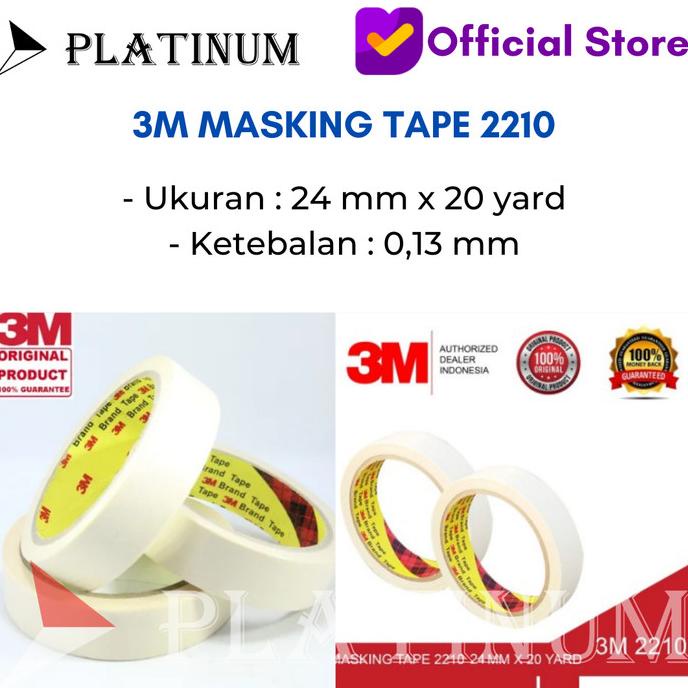 

3M MASKING TAPE 2210 PAPER TAPE 24 mm x 20 yard platinumcp90 Segera Beli