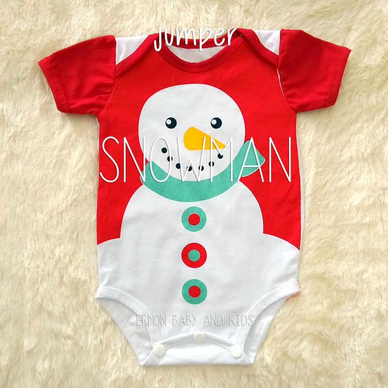 baju bayi jumper bayi natal karakter kartun snowman