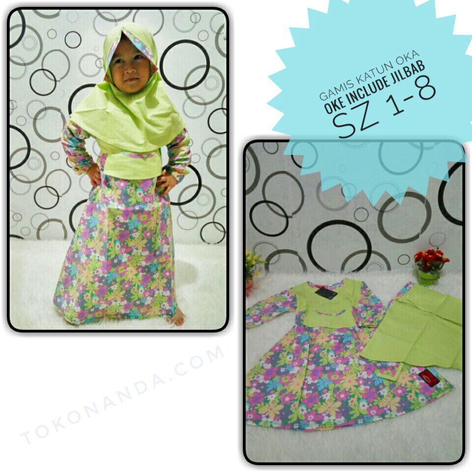 GAMIS OKA OKE "ALIYA" // GAMIS ANAK KATUN // GAMIS MURAH ANAK // GAMIS OKA OKE
