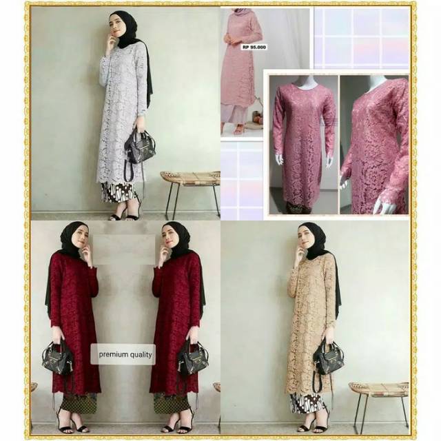 (DIJAMIN REALPICT) Tunik Brukat Corneli Gliter  ! TUNIK PREMIUM LACE FARAH ANDIRA AMELIA LUCIA!!!