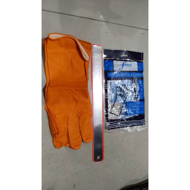 NEW...SARUNG TANGAN KERJA PROYEK/SARUNG TANGAN CUCI PIRING MURAH/SARUNG TANGAN KARET PANJANG ORANGE