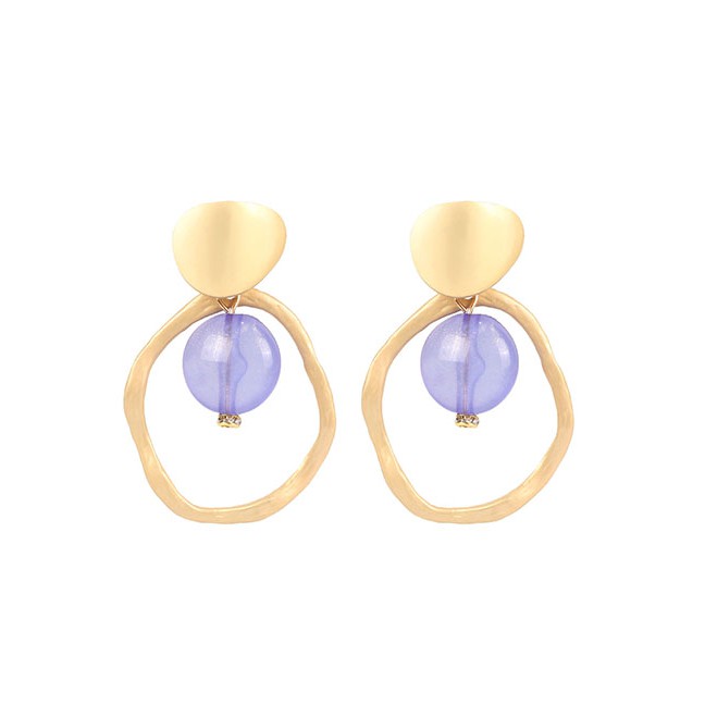 LRC Anting Tusuk Fashion Brown Asymmetric Acrylic Alloy Cutout Earrings F58362