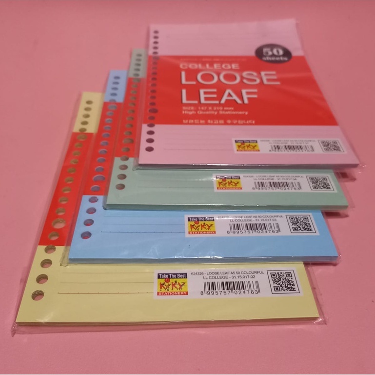 Loose Leaf A5 Warna Isi 50 Lembar - Loose Leaf Kiky