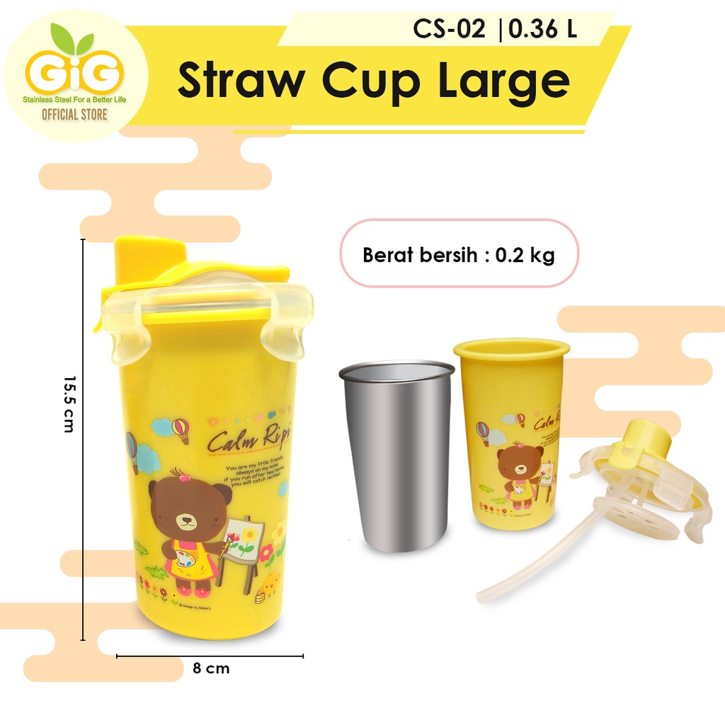 Botol Minum Anak GIG Baby Straw Cup Large CS-02/Termos Anak/Gelas Anak Kartun