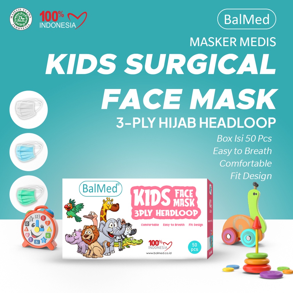Masker Anak 3 Ply Hijab Headloop BalMed