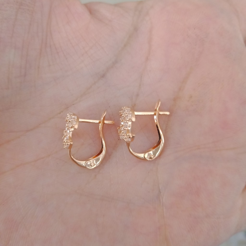 anting jepit CHANELL anak dan dewasa emas asli kadar 700 70% 16k 22 gold cetek klip permata