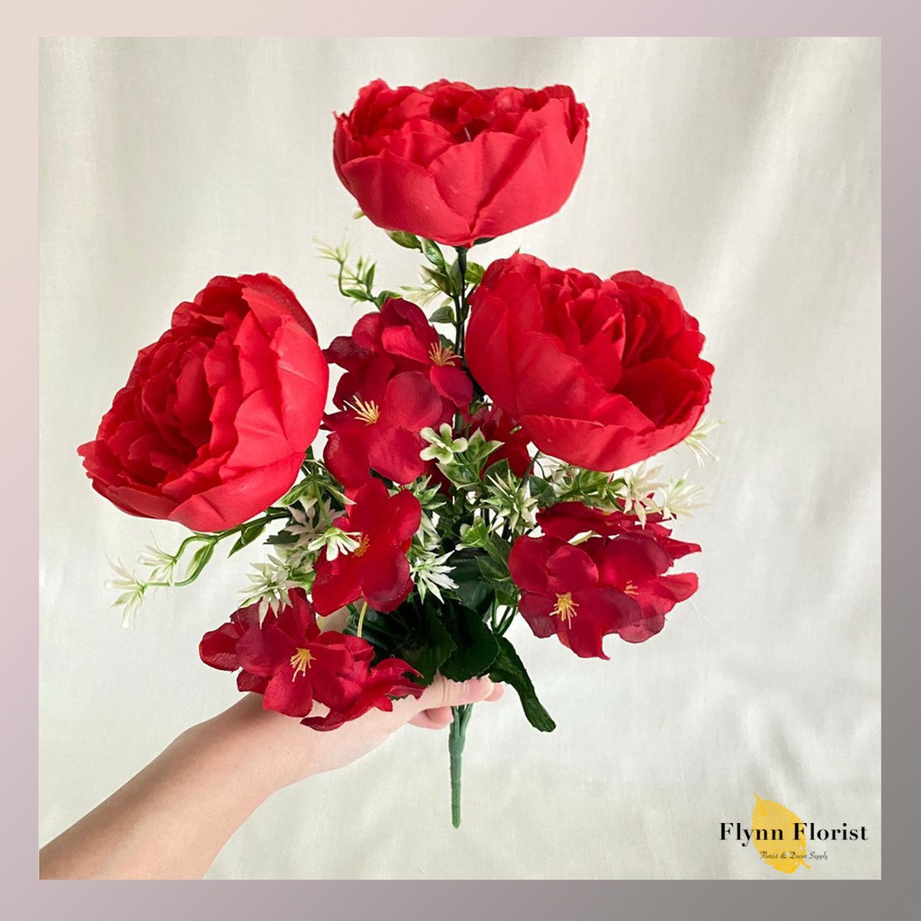 Bunga Peony Ball mix Cherry Blossom X7 (satuan) Bunga Artificial / Bunga Plastik / Bunga Dekorasi-2