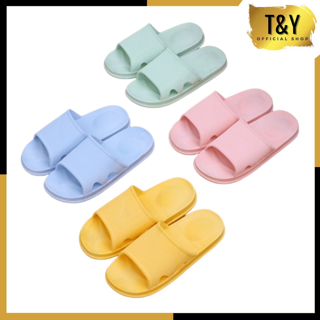 T&amp;Y  Sandal Slop Karet Polos Tebal 6494 Sendal Rumah Berkualitas Motif Salur Sendal EVA Empuk Sendal Karet Couple Garis Home Slipper Anti Slip Wanita Pria Gaya Korea Murah Import