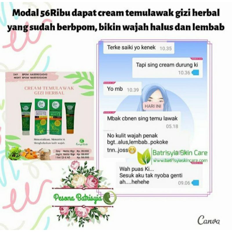 CREAM ESSENTIAL WHITE GIZI TEMULAWAK/ CREAM TEMULAWAK AMAN BPOM