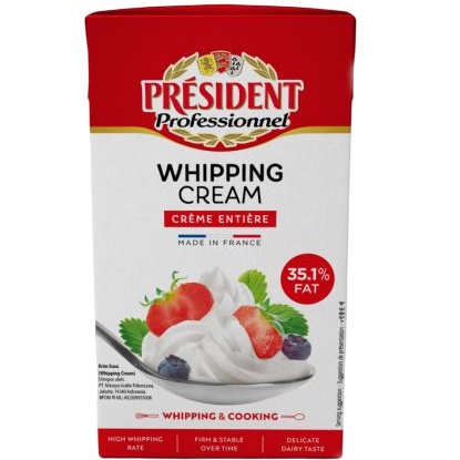 President Whipping Cream 1 Liter Whiiping & Cooking Creme Entire