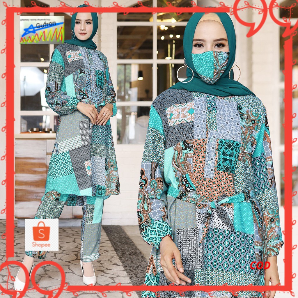Shinta Maxmara Lux Adem Set Ibu Busui Celana Tunik Terlaris Set Free Masker