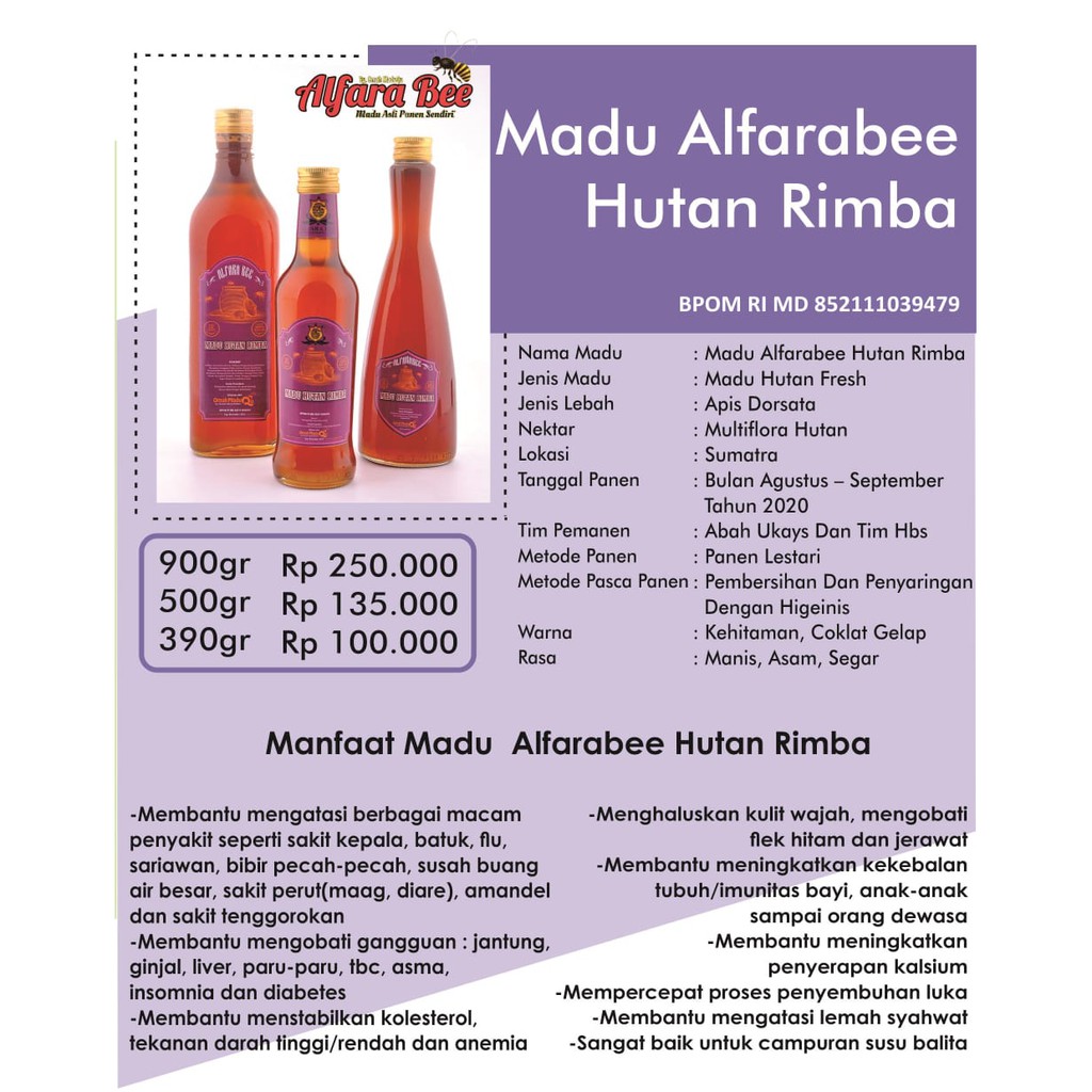 

MADU ALFARA BEE "HUTAN RIMBA" 500gram