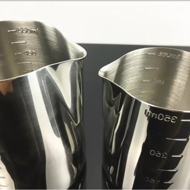 Milk jug pitcher dengan garis 600ml measurement latte art jug stainless steel jarum needle