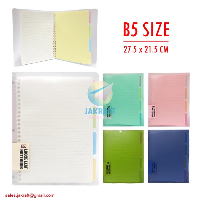 

Gaya Binder Note B5 #8101 Cover Warna / Bening Transp 26 Ring Bonus Lengkap Hot Sale