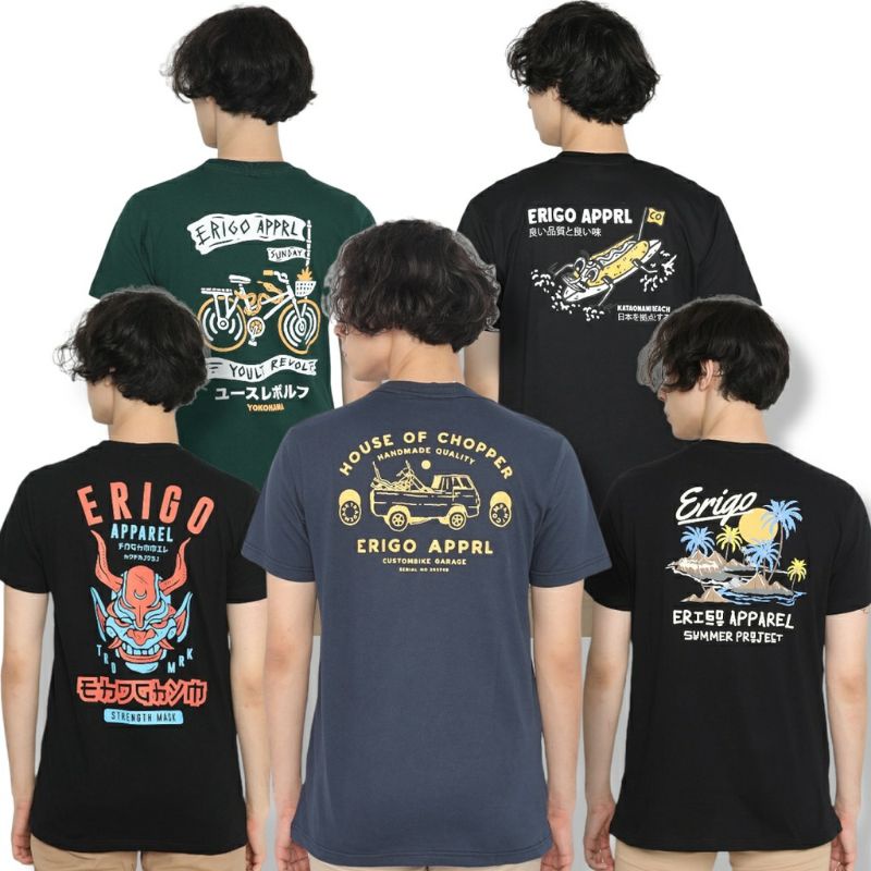 KAOS DISTRO PRIA MURAH ERIGO APPAREL NEW ART TRENDY SURFING SUMMER PANTAI  ERIGO SUPPLY HITAM UNISEX