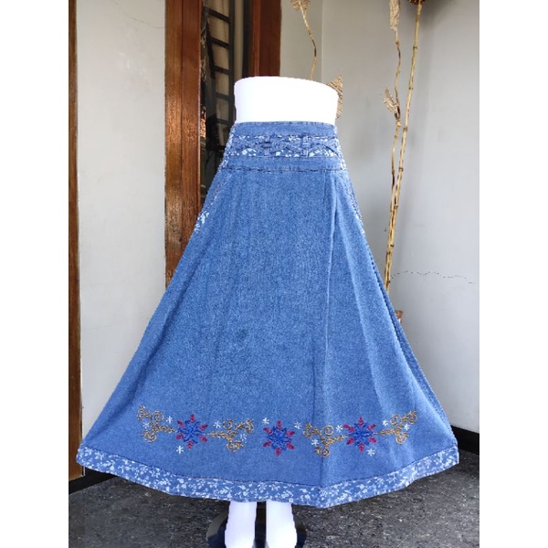 Rok Jeans Wanita / Rok Panjang Wanita / Rok Bordir / Rok Jeans Murah / Rok Cantik