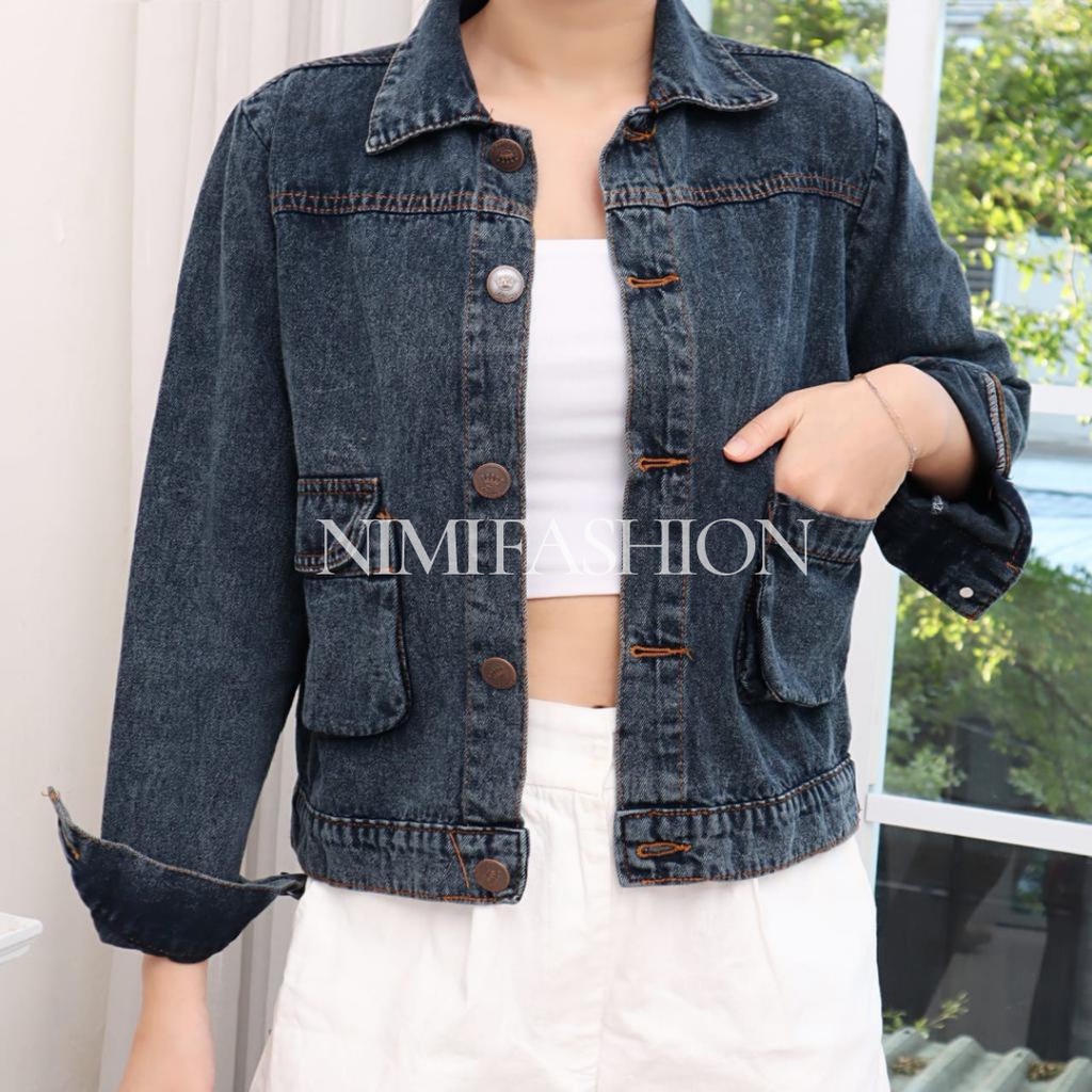 Jaket Denim Wanita Crop Alexa Jacket Jeans Wanita Crop