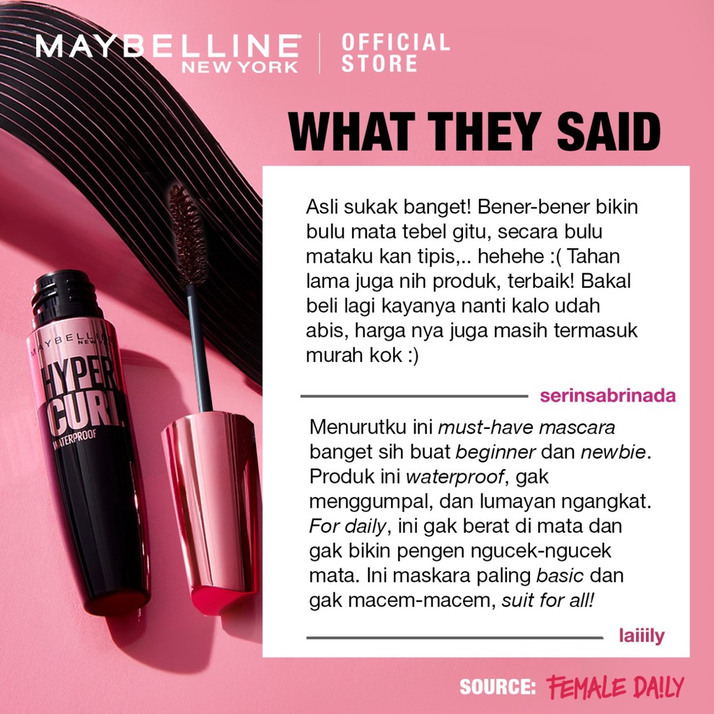 Maybelline Hypercurl Volum Express Waterproof ( BPOM Original 100% Hyper Curl mascara )