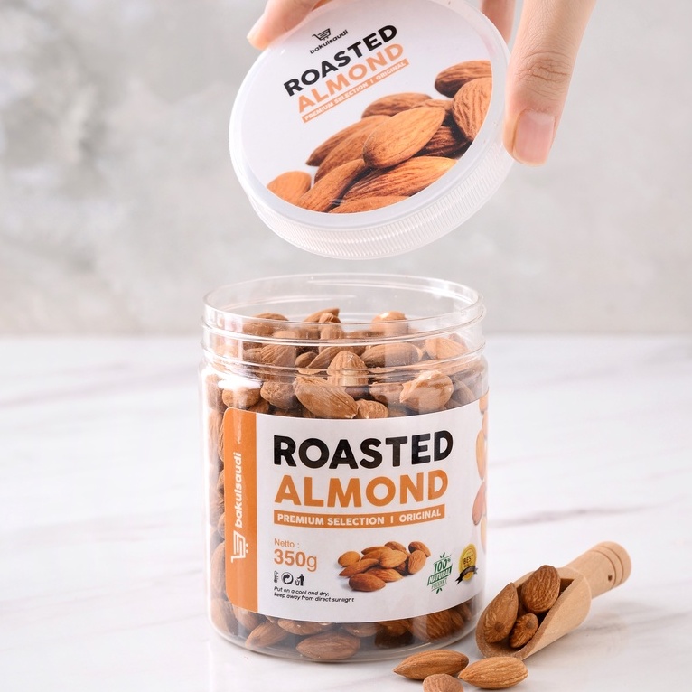 Kacang Almond Panggang Kupas Premium Organik Roasted Almond Original Natural