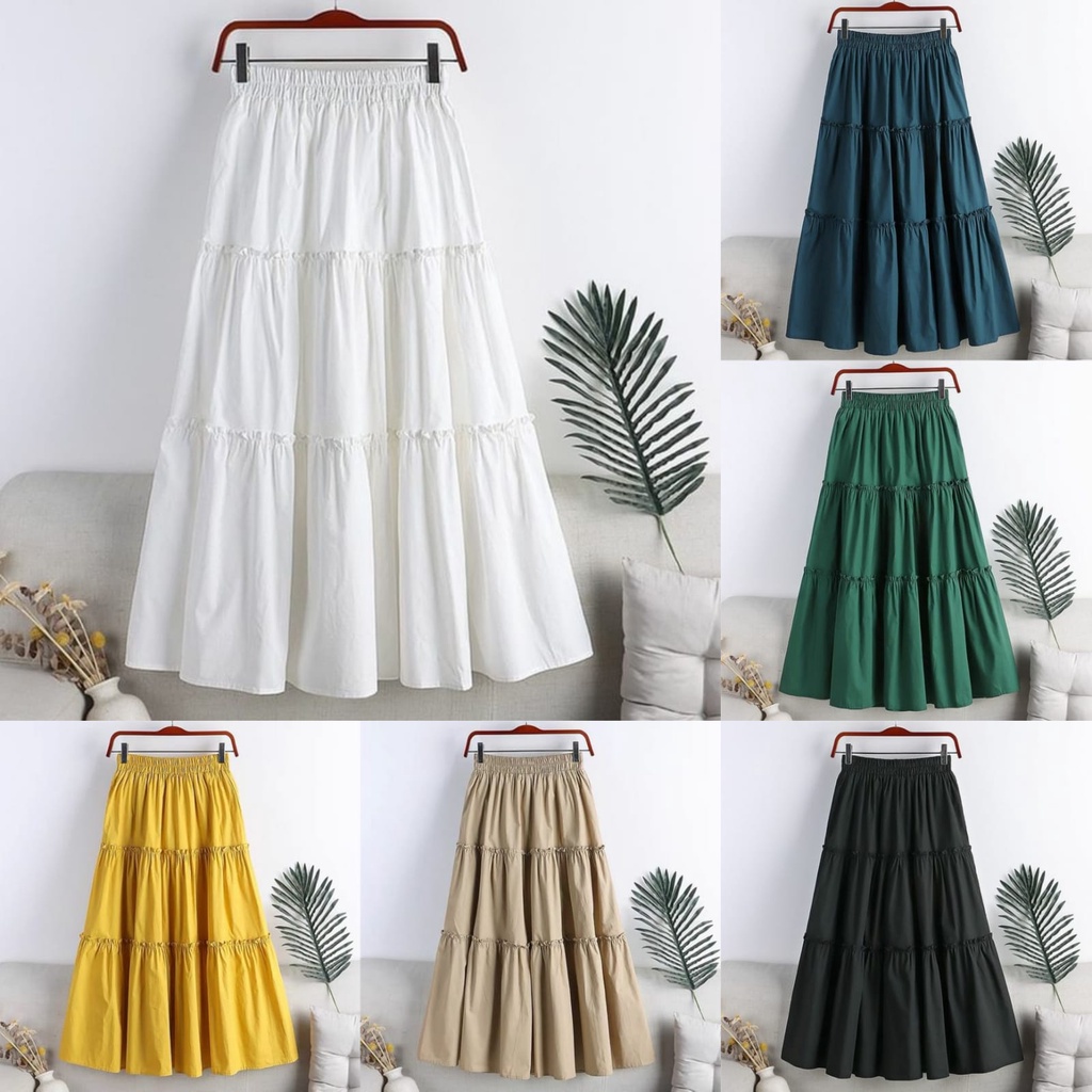MIZUNI SKIRT Bahan Rok Serut Panjang Bawahan Wanita Kekinian Fashion Rok Korean Style Wanita Fashion