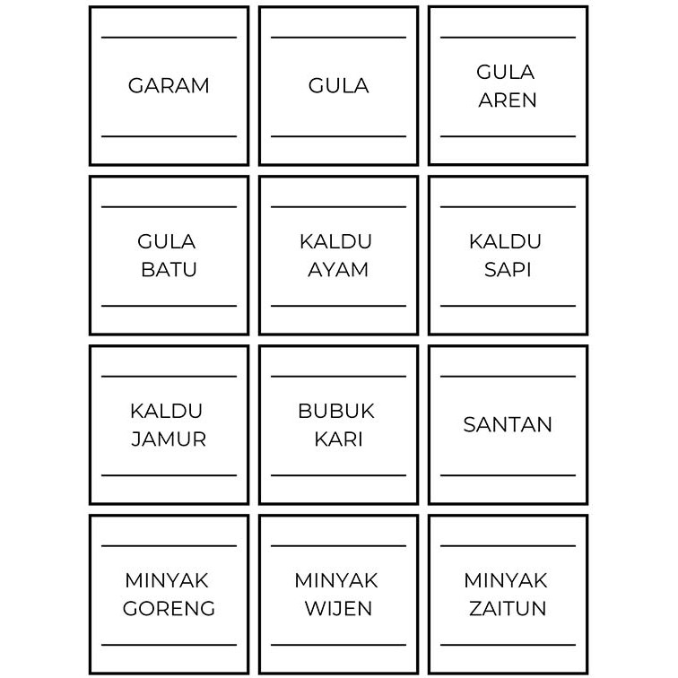 

Sticker Waterproof Bumbu Dapur & Bahan Makanan - Part 5 - Sticker B