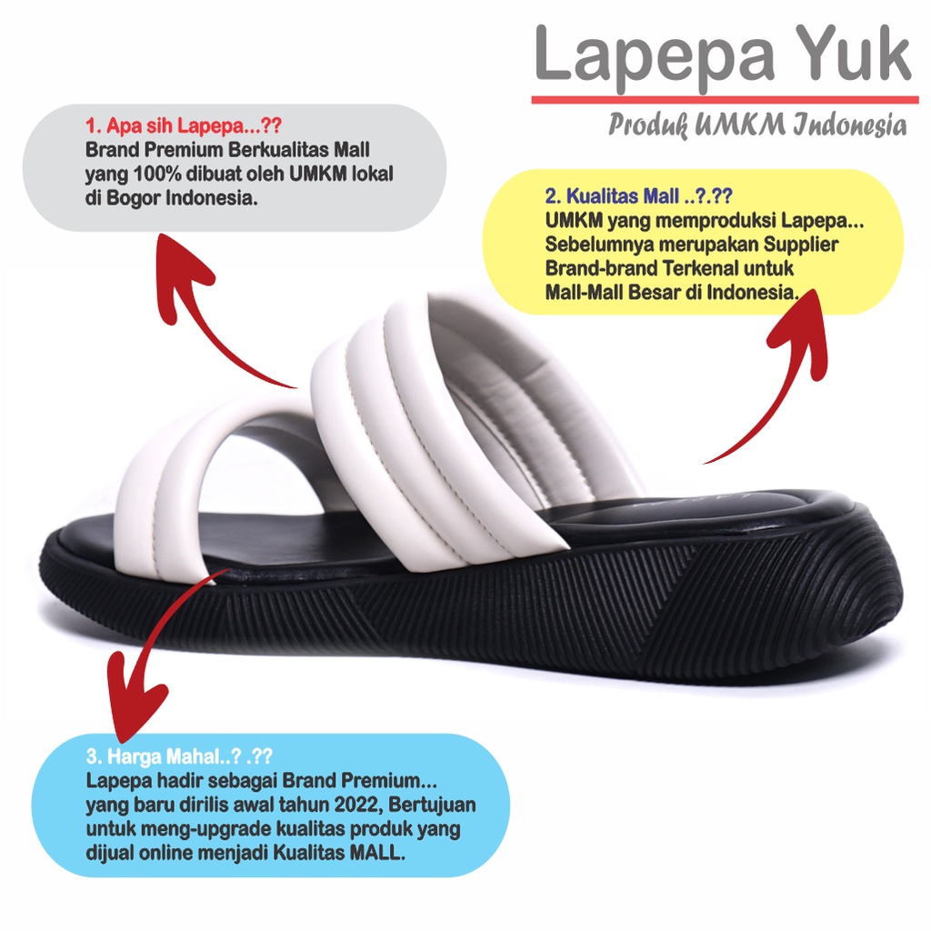 LAPEPA YUK - Sandal Wanita Wedges ZOYA Sendal Cewek Platform Model Ban dua unik Lucu Kondangan Hak Tinggi 3cm Size 36 37 38 39 40 41 Pergi Jalan Casual Santai Rumah Slop Warna WHITE Putih Selop Premium Original Kekinian Terbaru Shoes Mall Official Store