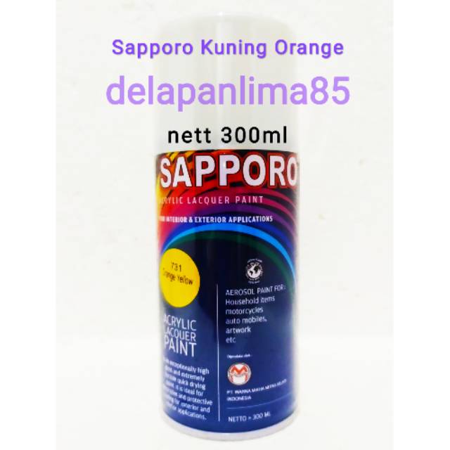 Sapporo Paint Orange Yellow 731/ Kuning/ cat semprot/ pylox/ pylok/ pilok/ helm/ motor/ aerosol