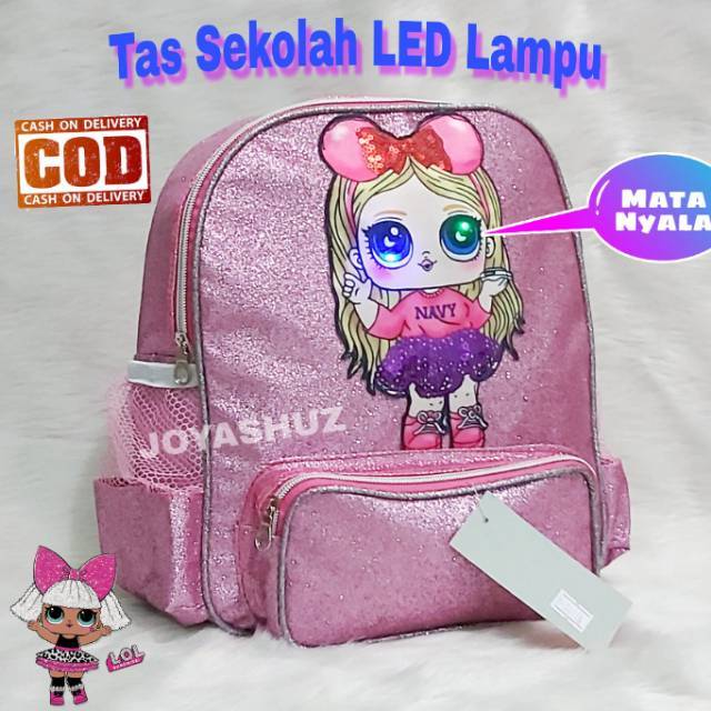 Joyashuz Tas LOL LED Sequin Usap Lampu / Tas LOL Payet Bling Bling / Tas Karakter Lol Sequin LED