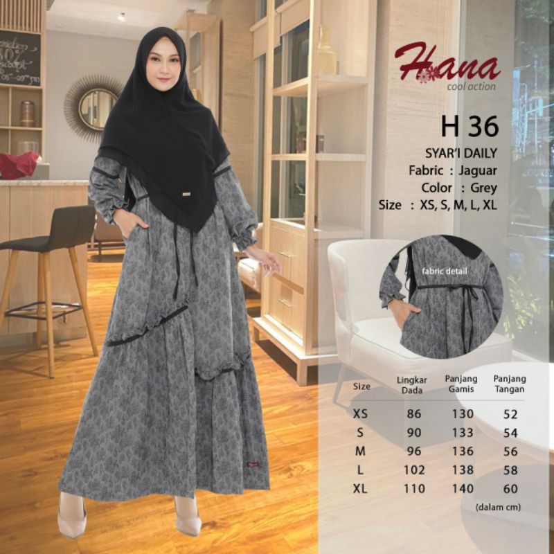 Gamis syari Hana Endomoda H 36 H36 H-36 H35 H35 H-35