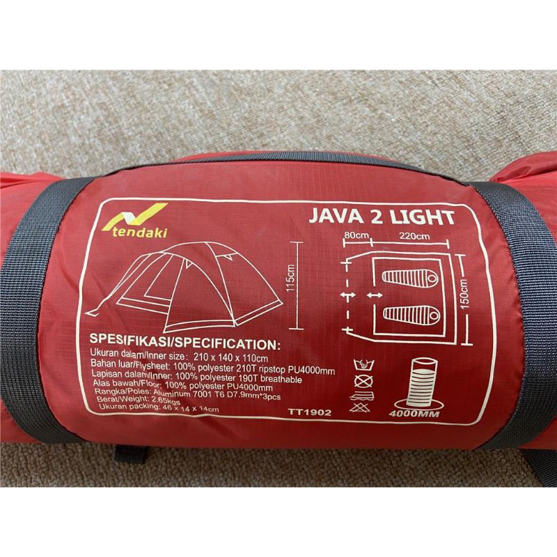 TENDAKI •Grosir Tenda Dome Camping Termurah •Java 2 Light Double Layer PU4000mm Frame Alloy •Tenda Kapasitas 2 Orang