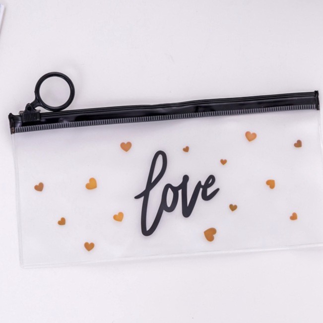 Tempat Pensil unik motif Transparan Sumikko Gurashi motif zipper-Trans Love