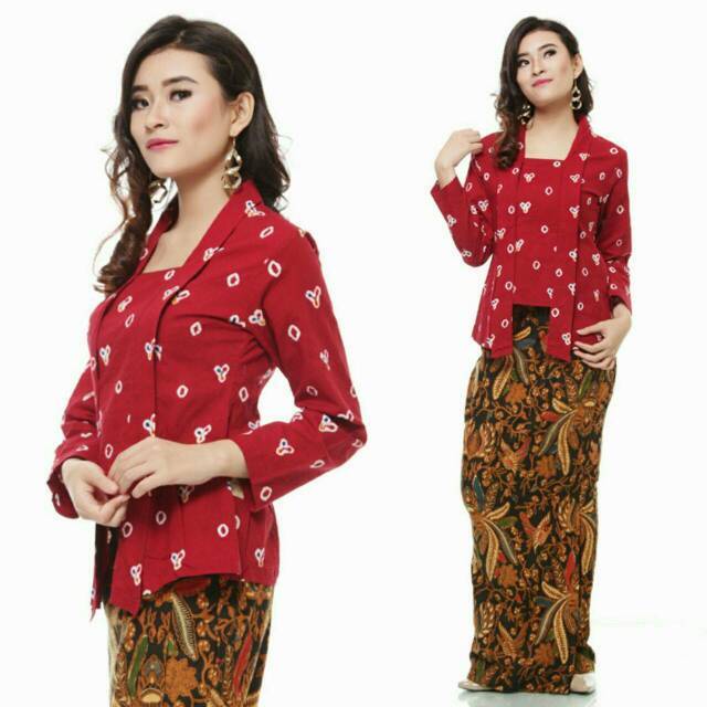 KUTUBARU JUMPUTAN POLOS TANPA KOMBINASI LIST TUMPAL SIZE UKURAN JUMBO MERAH MODERN MURAH BLOUSE ATASAN SERAGAM BATIK