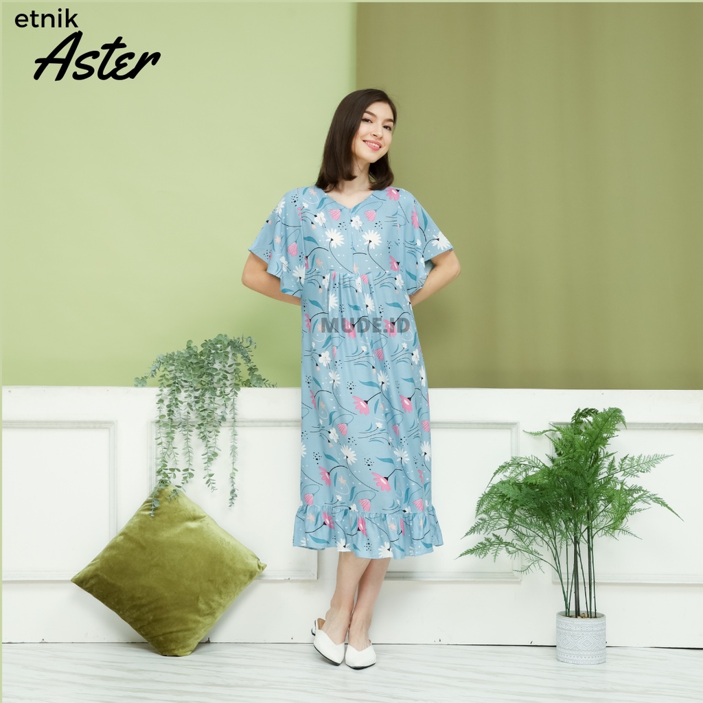 Daster Lily bumil busui friendly / Daster kekinian viral etnik Tasik / Daster Long katun rayon premium / daster korea midi home dress