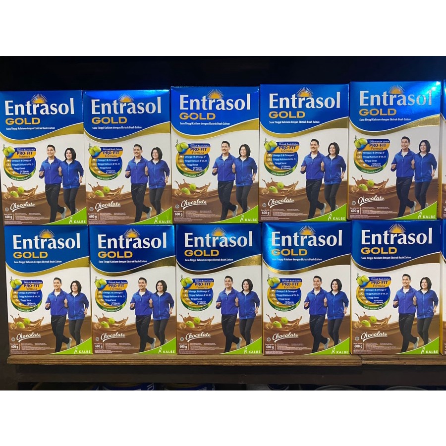 ENTRASOL GOLD SUSU DEWASA UNTUK MENJAGA KESEHATAN DAN DAYA TAHAN TUBUH KEMASAN 600 GR RASA COKLAT