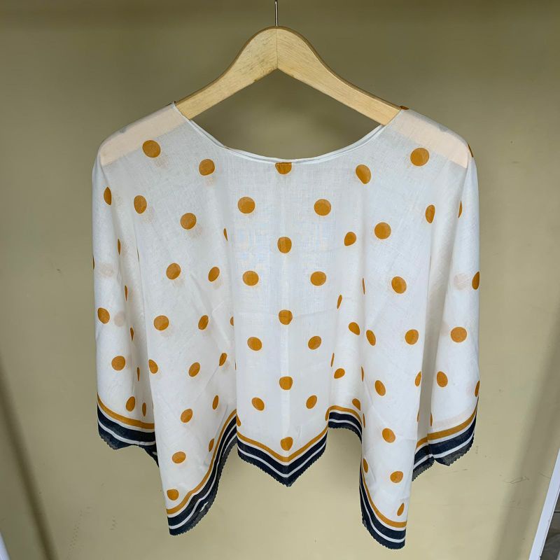 Outer kimono scraf premium-polka white yellow