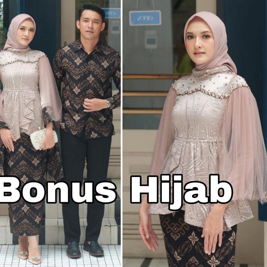 Model baru - kebaya batik couple vanilla kebaya modern bonus hijab kebaya lamaran