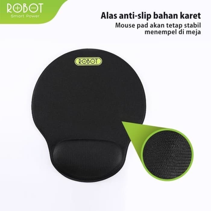 ROBOT Mousepad RP02 Anti-slip with Ergonomic Wrist Rest Design Mousepad Black Garansi Original Resmi-2