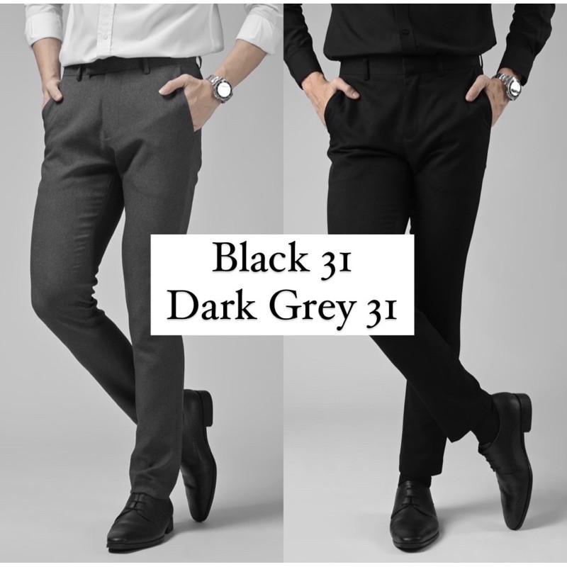 Peazy Pants Black Size 31 dan Two Tone Dark Grey Size 31 by Male id