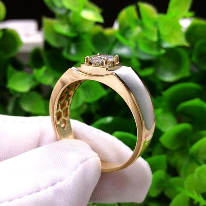 Cincin Pertunangan Berlian Berlapis Emas 18K Sederhana Fashion Pria